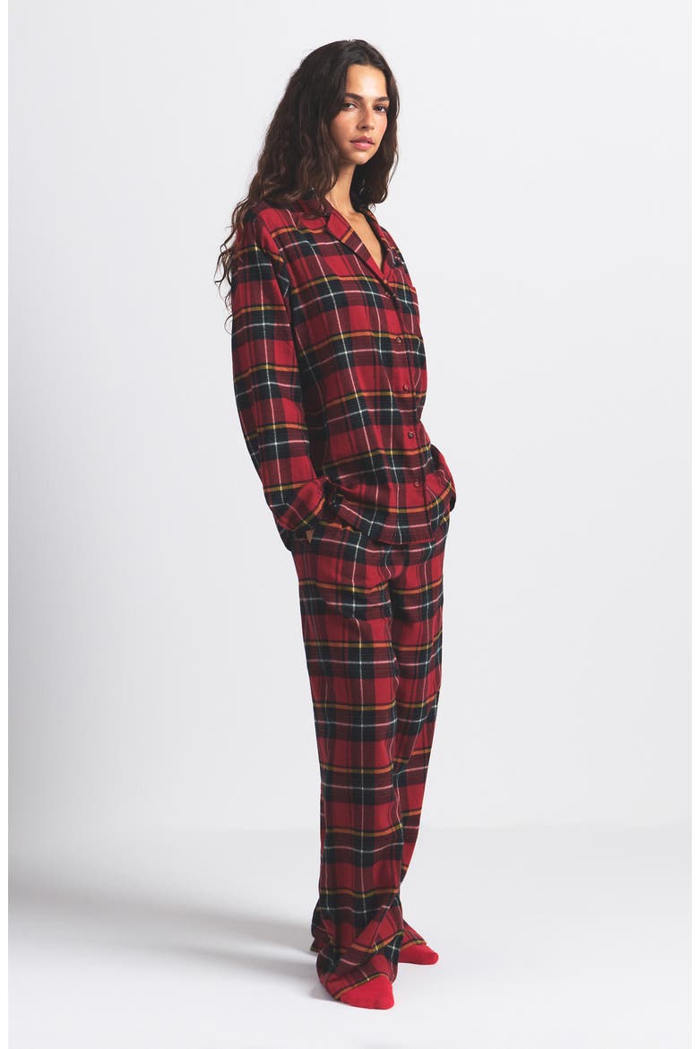 Cotton Flannel Pajamas, Alternate, color, BRICK HOLIDAY PLAID