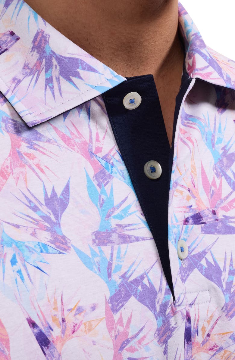 Bugatchi Hendrix Floral Pima Cotton Polo, Alternate, color, Pink