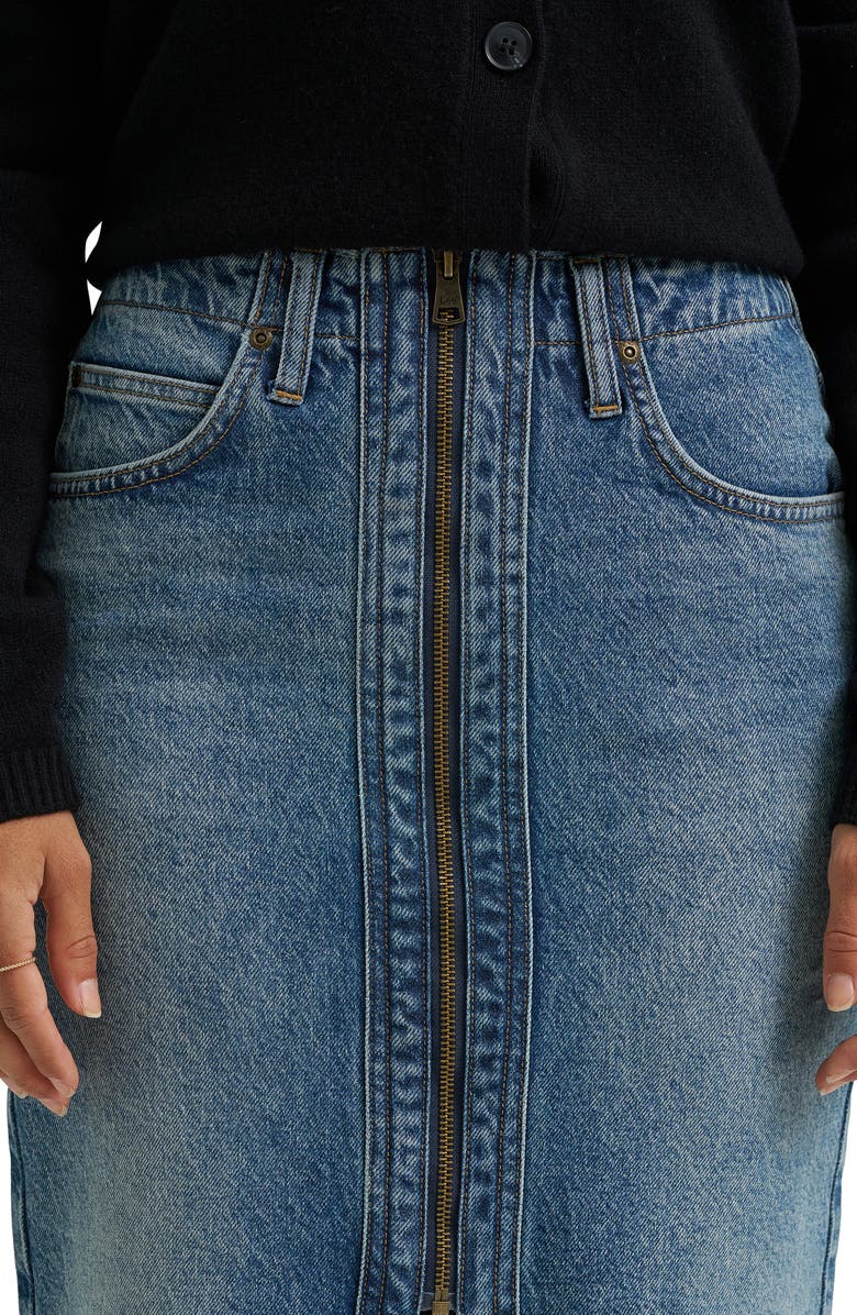 Lee Zip Front Denim Skirt, Alternate, color, Indigo Cast