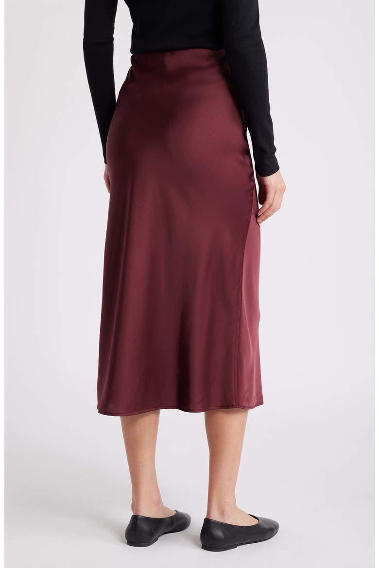 Bias Cut Satin Midi Skirt, Alternate, color, BURGUNDY TANNIN