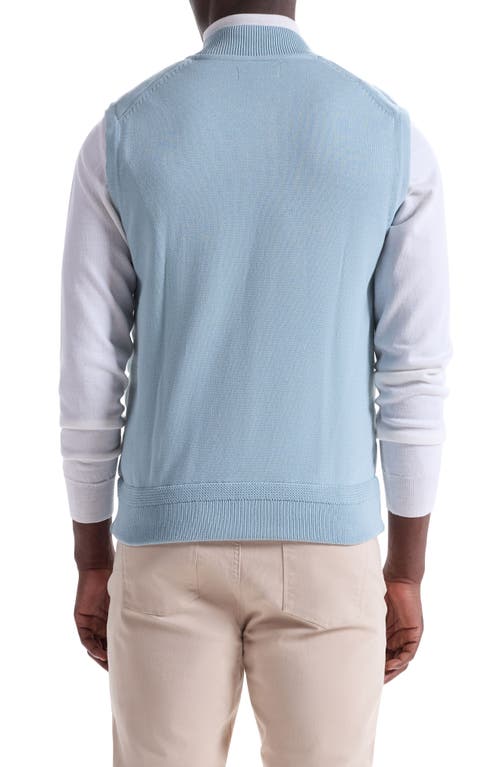 Bugatchi Quilted Cotton Zip Sweater Vest In Blue