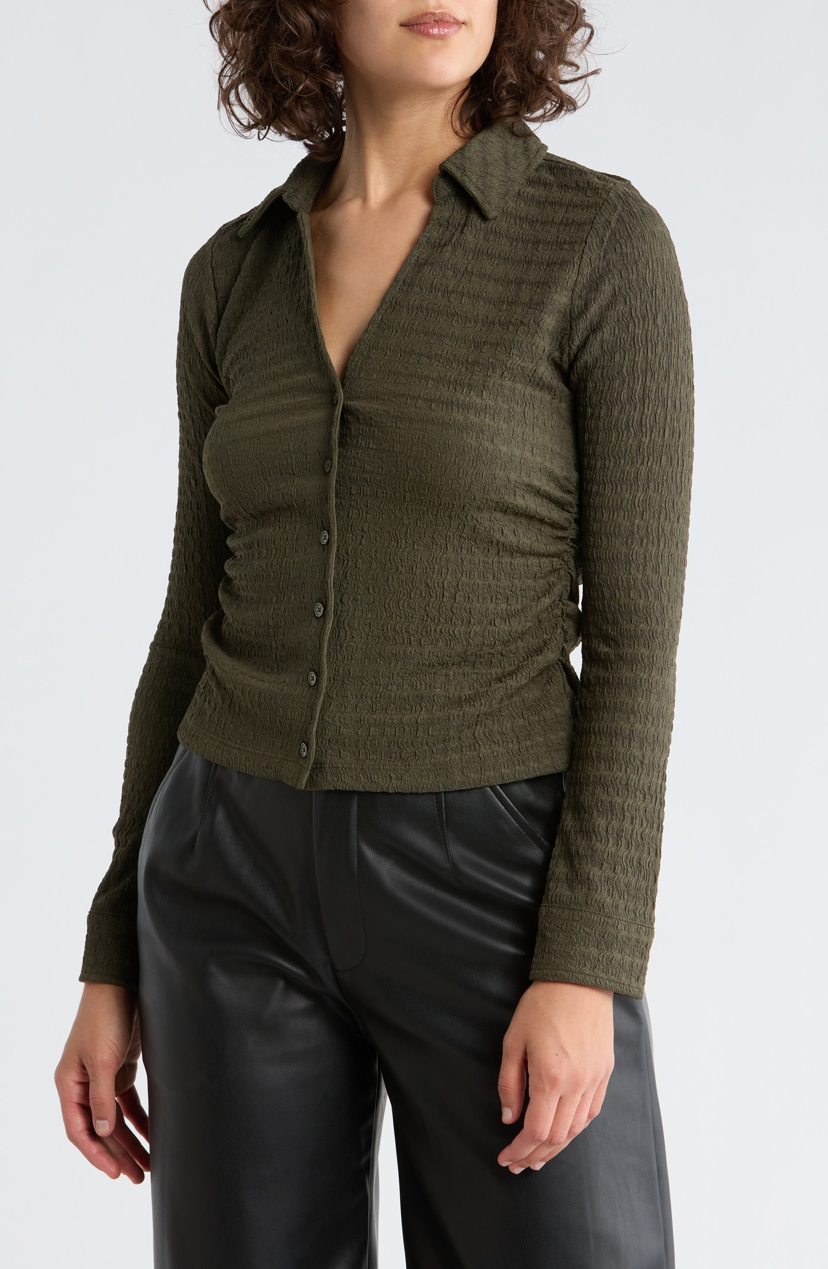 DKNY Jeans Lace Slim Button Front Sweater