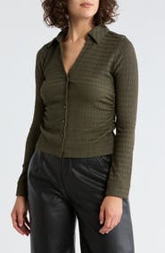 DKNY Jeans Lace Slim Button Front Sweater