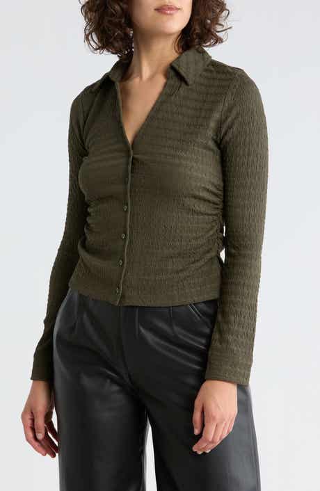 DKNY Jeans Lace Slim Button Front Sweater