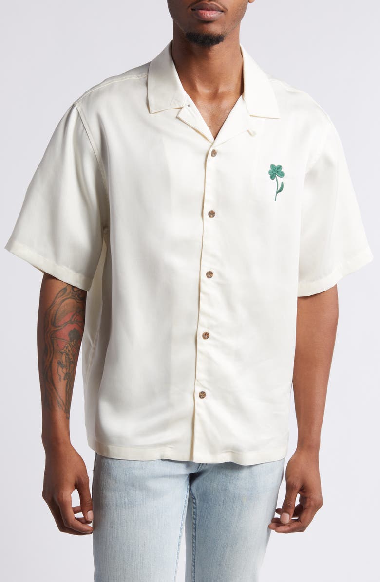 PacSun Pacific Palisades Lyocell Camp Shirt, Main, color, Cream