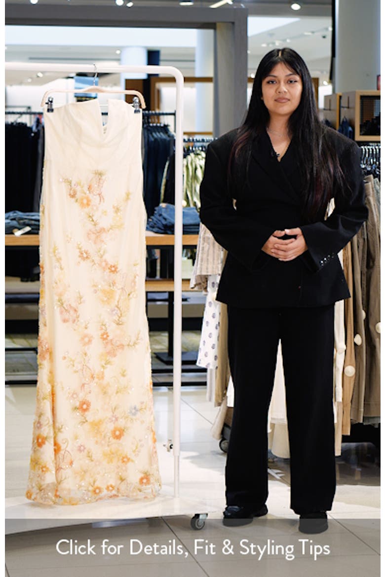 Fernanda Bead Embellished Floral Strapless Gown video