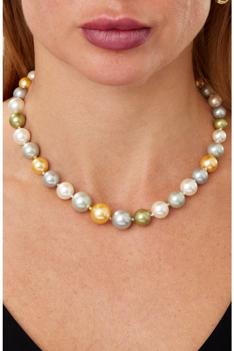 Multicolor Shell Pearl Necklace, Alternate, color, YELLOW
