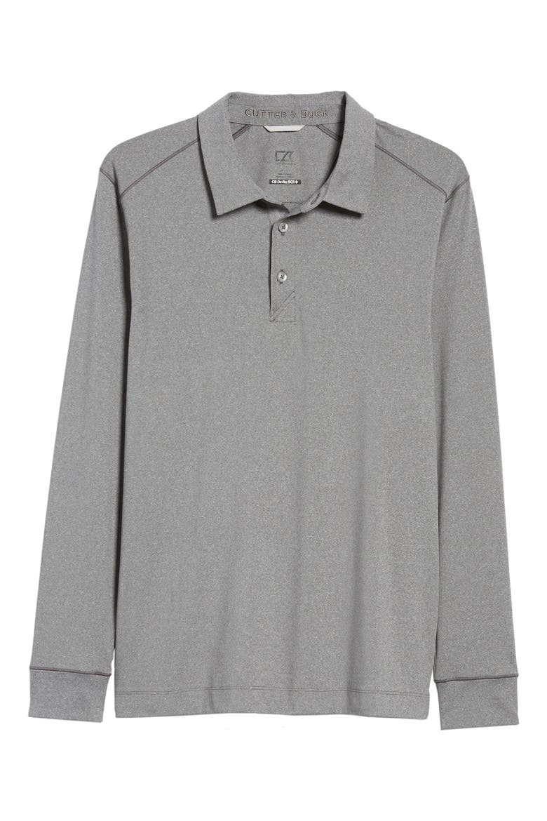 Matthew DryTec Long Sleeve Polo, Alternate, color, ELEMENTAL GREY HEATHER