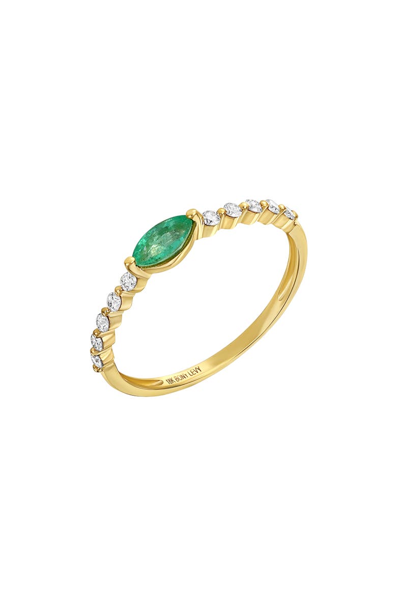 El Mar 18K Gold Diamond & Emerald Stacking Ring (Nordstrom Exclusive), Main, color, 18KY 11MIX0.343