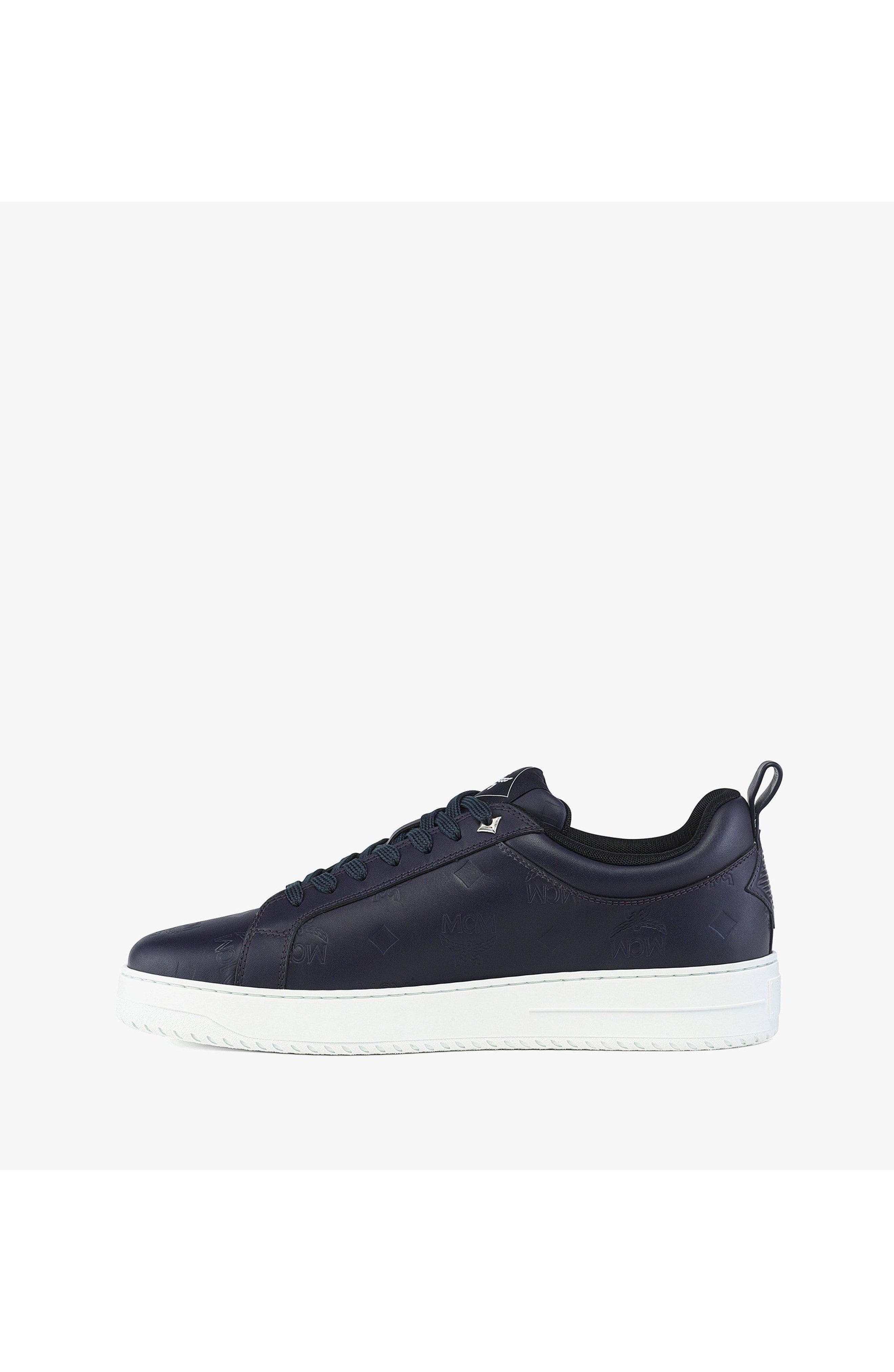 MCM Neo Terrain Sneakers in Monogram Leather, Alternate, color, Navy Blazer