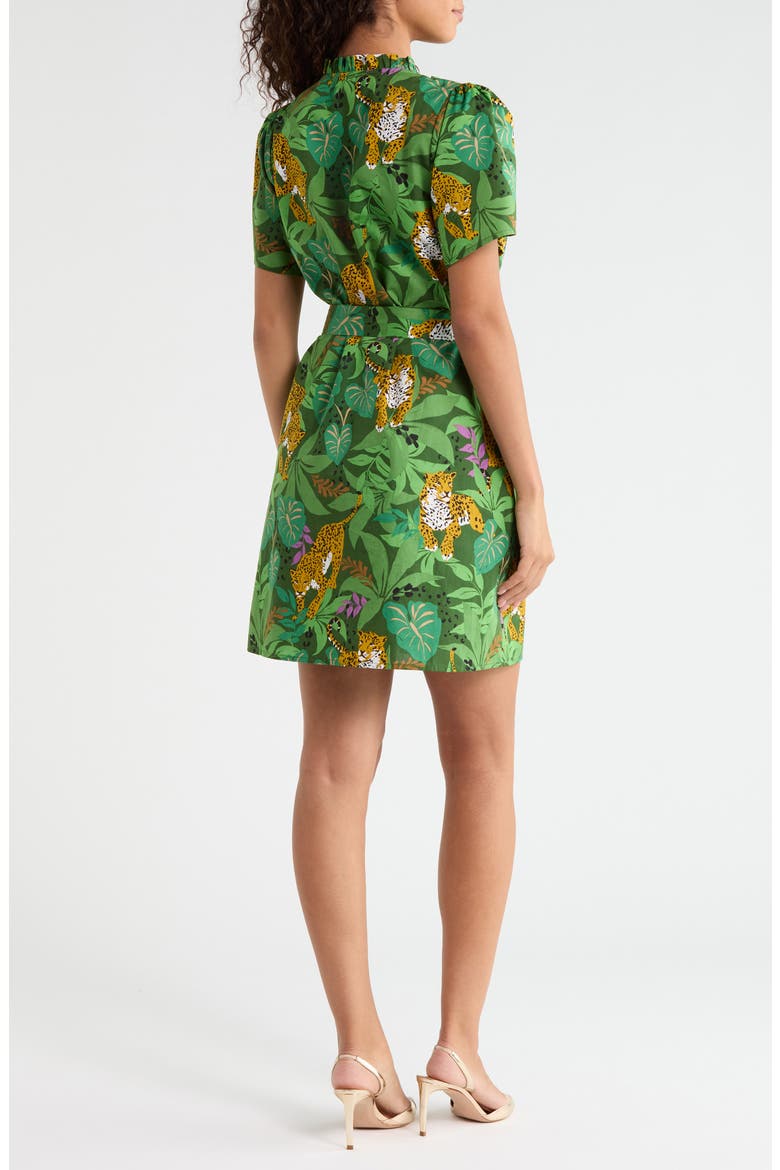 Ema Tropical Print Tie Waist Minidress, Alternate, color, GREEN-MULTI