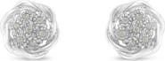 Haus of Brilliance Silver Diamond Swirl Cluster Stud Earrings