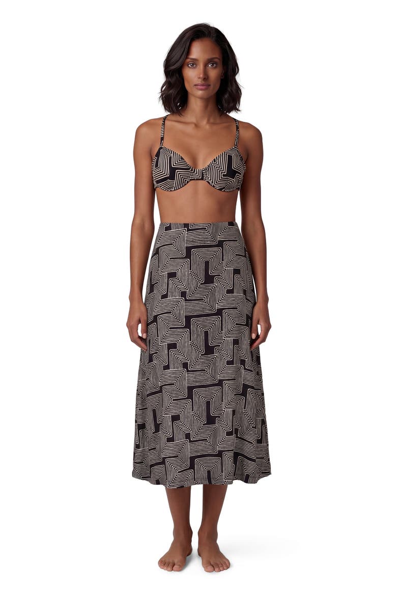 Inter Twine Womens Midi Skirt, Main, color, INTER TWINE BLACK