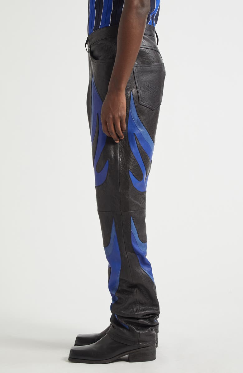 Martine Rose Appliqué Leather Trousers, Alternate, color, 
