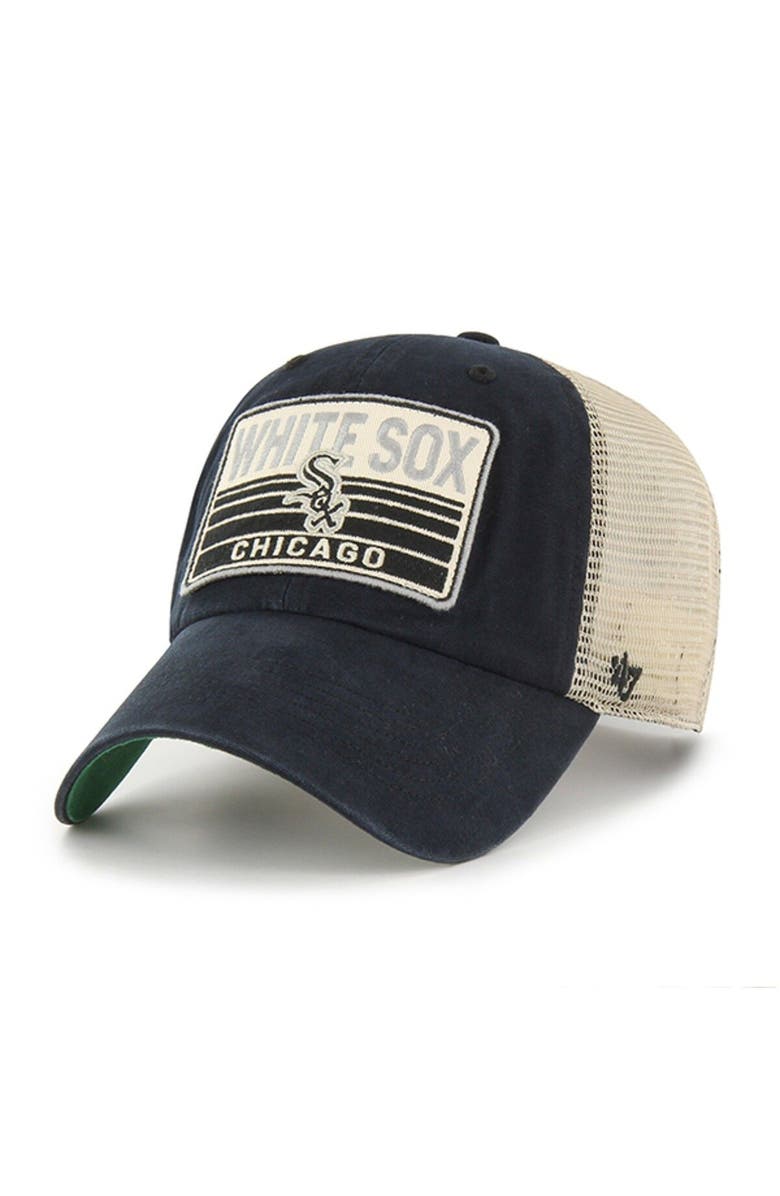 '47 Men's '47 Black Chicago White Sox Four Stroke Clean Up Trucker Snapback Hat, Main, color, 