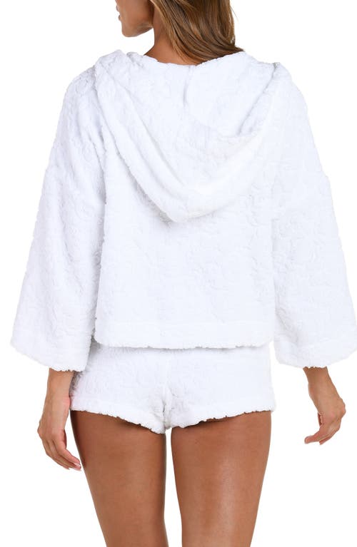 L'agence Lee Ornate Crop Terry Cover-up Hoodie In White