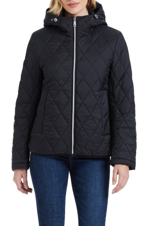 Shop Vince Camuto Water Resistant Hooded Quilted Jacket In Black