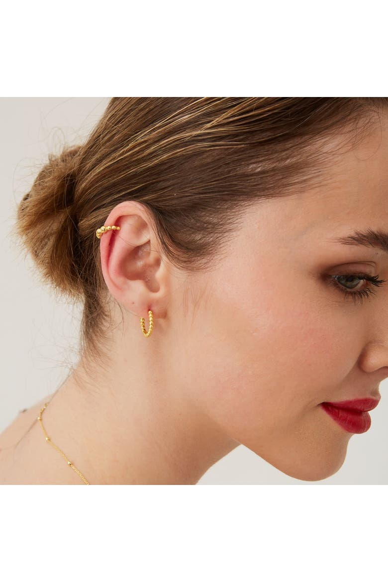 Bead Hoop Sterling Silver Earring, Alternate, color, Gold