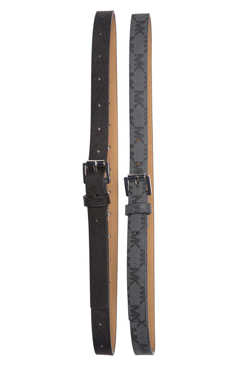 Michael Kors Logo Monogram Belt - Set of 2, Main, color, 