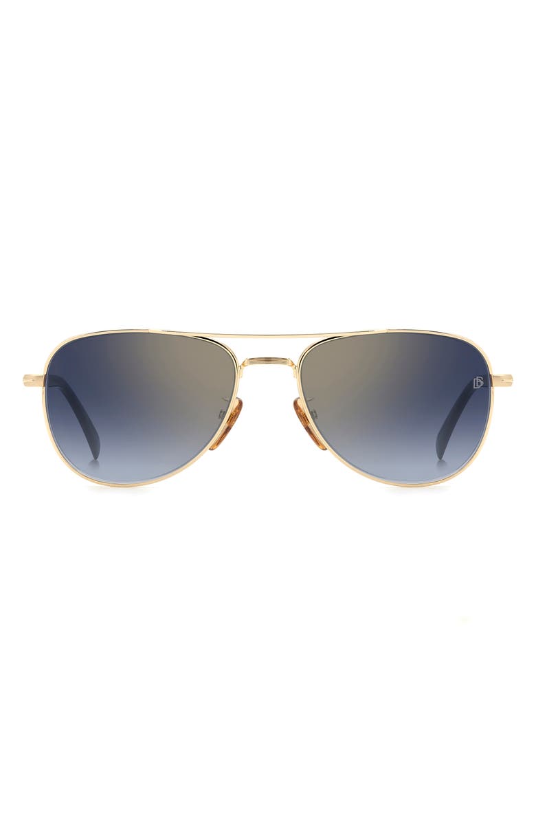 David Beckham Eyewear 56mm Pilot Sunglasses, Main, color, Gold Black/ Blsf Gdsp