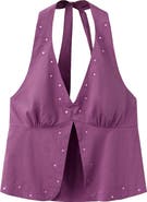 MANGO TEEN Embroidered Halter Top