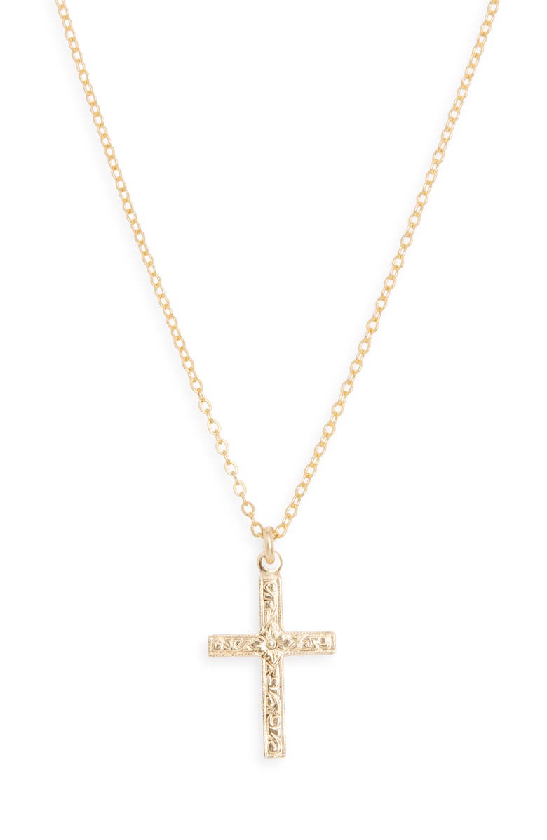 Set & Stones Levi Cross Pendant Necklace, Main, color, Gold