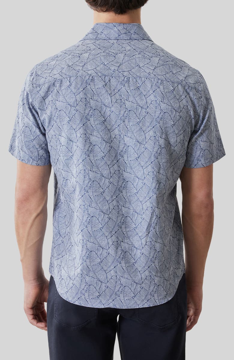 Robert Barakett Kazuki Leaf Print Short Sleeve Cotton Button-Up Shirt, Alternate, color,