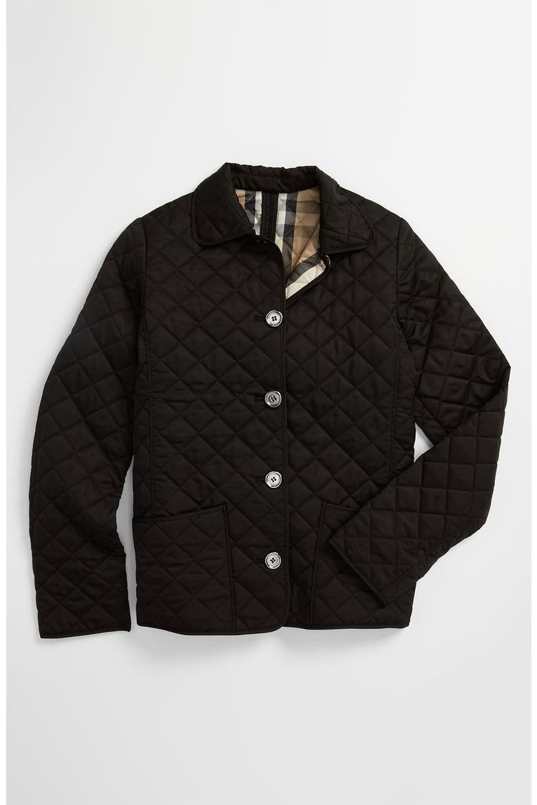 Quilted Check Trim Coat, Alternate, color, BLACK