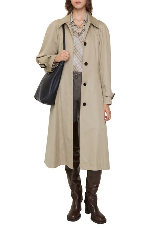 Burberry Ellingham Water Resistant Gabardine A-line Trench Coat In Brown