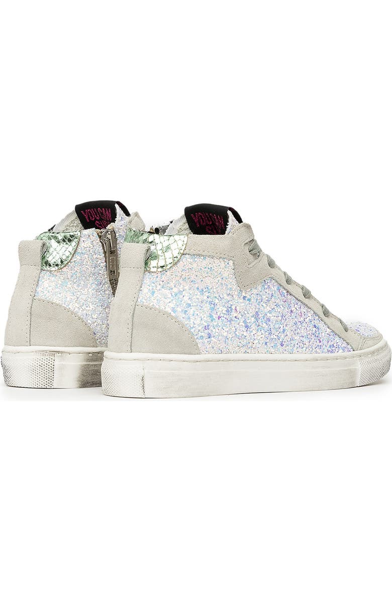 P448 Love Jr Glitter High Top Sneaker, Alternate, color,