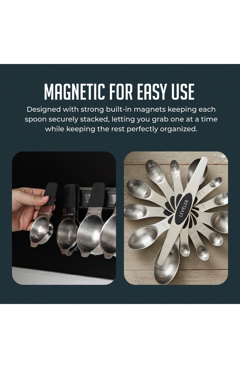 Luminuxe Magnetic Measuring Cups and Spoons Stainless Steel Set, Alternate, color,