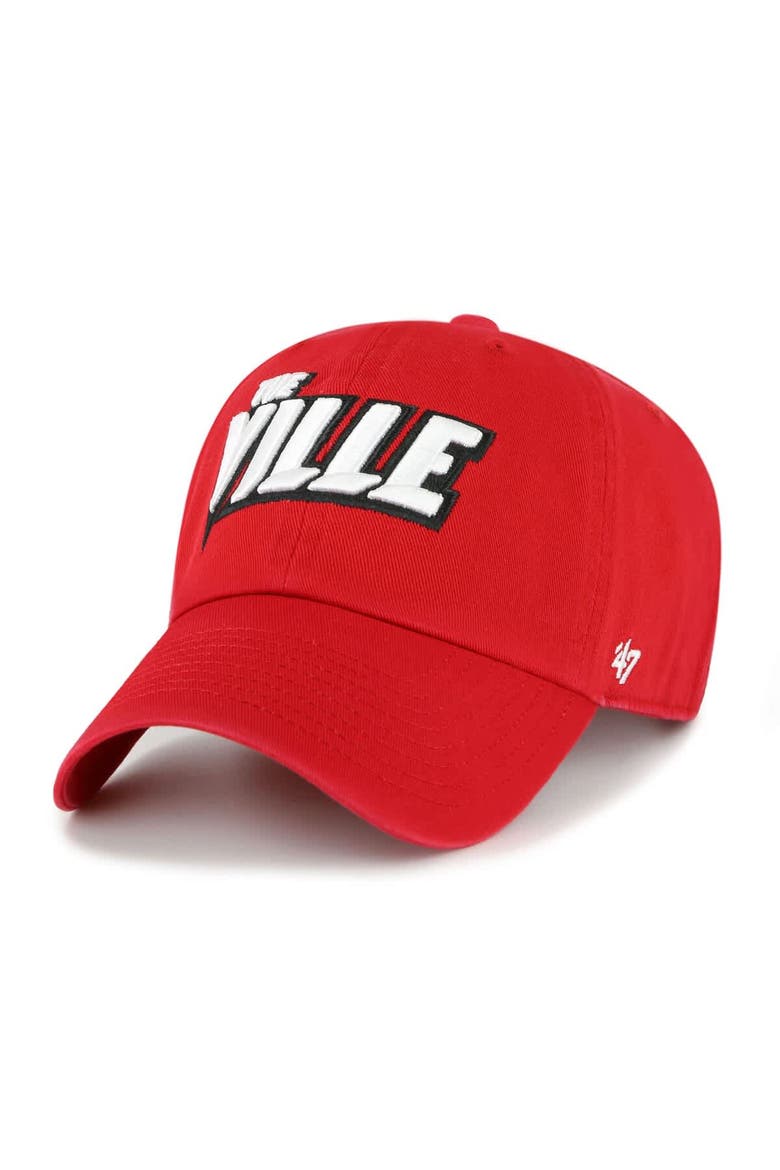 Men's '47 Red Louisville Cardinals Clean Up Adjustable Hat, Main, color, Red