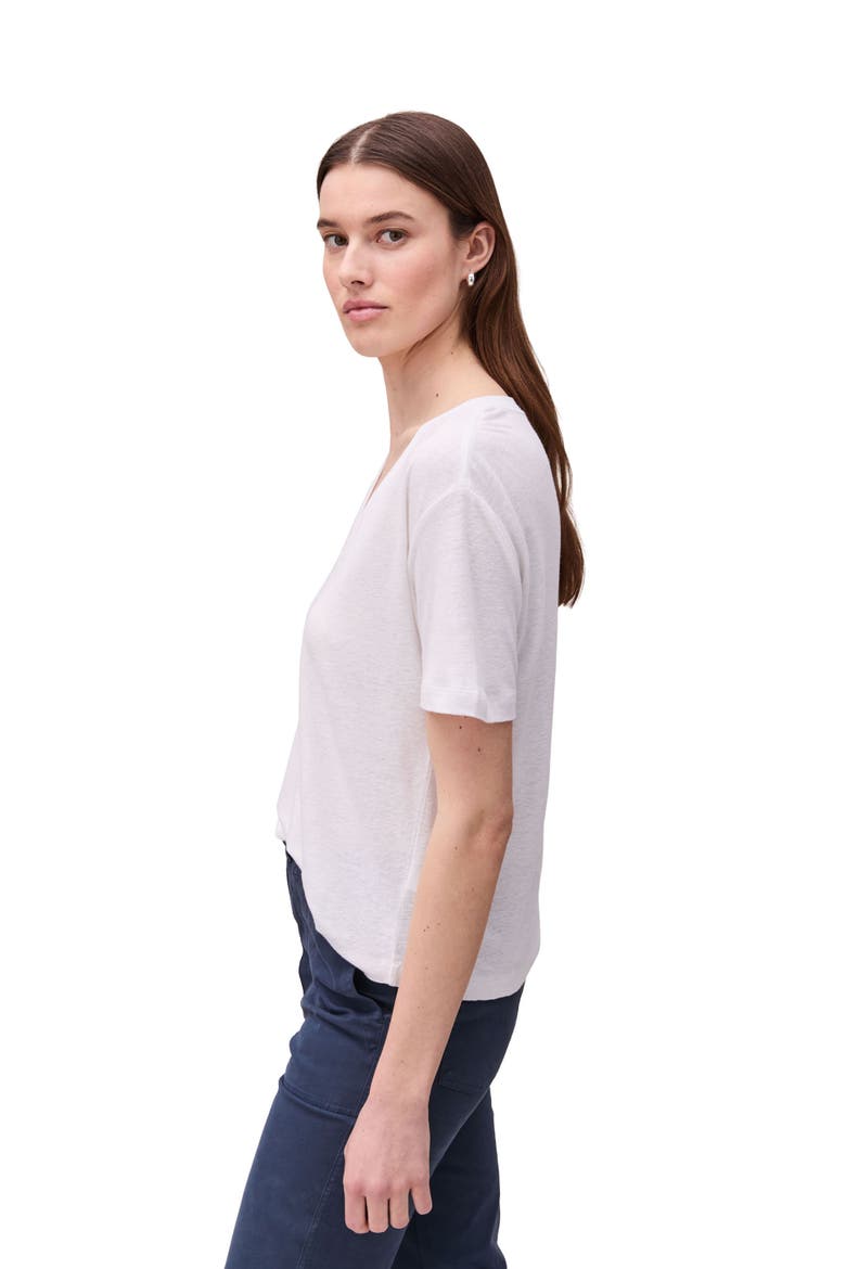 The Linen Jersey V Neck Tee, Alternate, color, White
