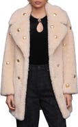 Avec Les Filles Stud Detail Faux Fur Coat