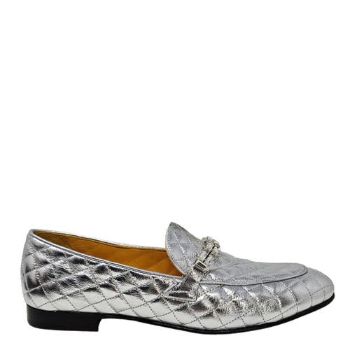 Madison Maison Flat Quilted Loafer In Silver