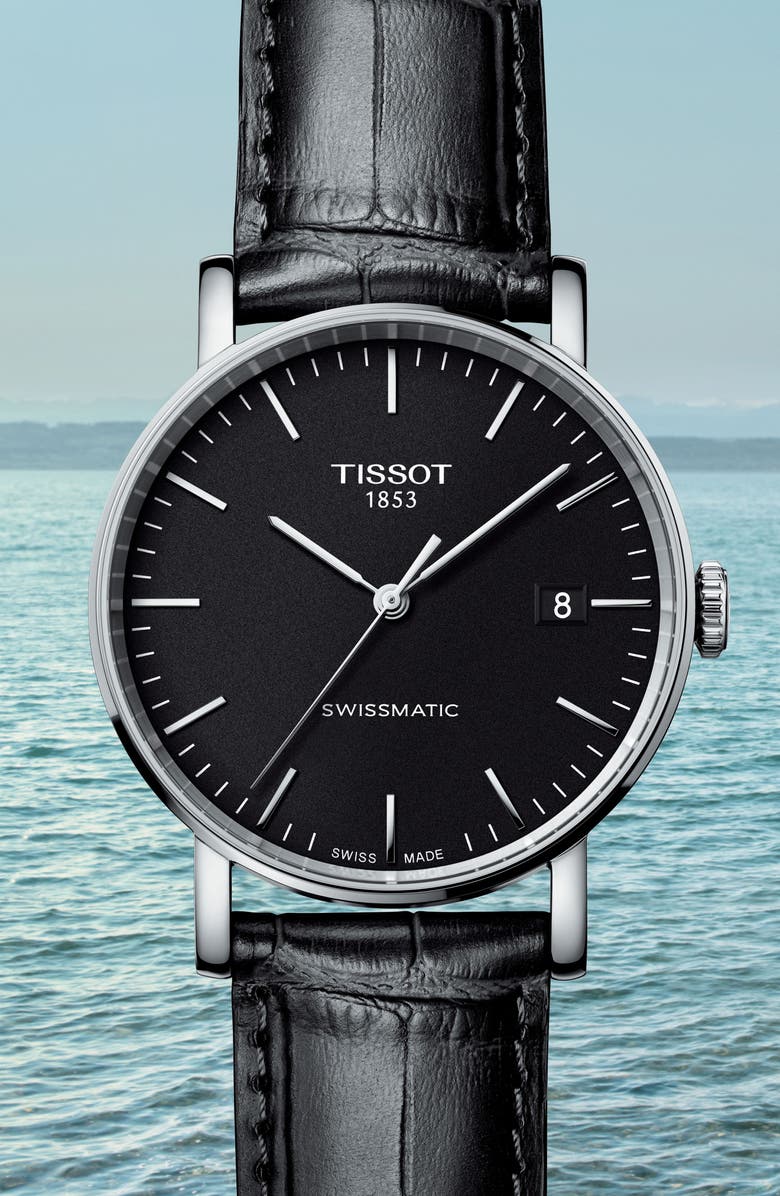 Tissot Everytime Swissmatic Leather Strap Watch, 40mm, Alternate, color, 