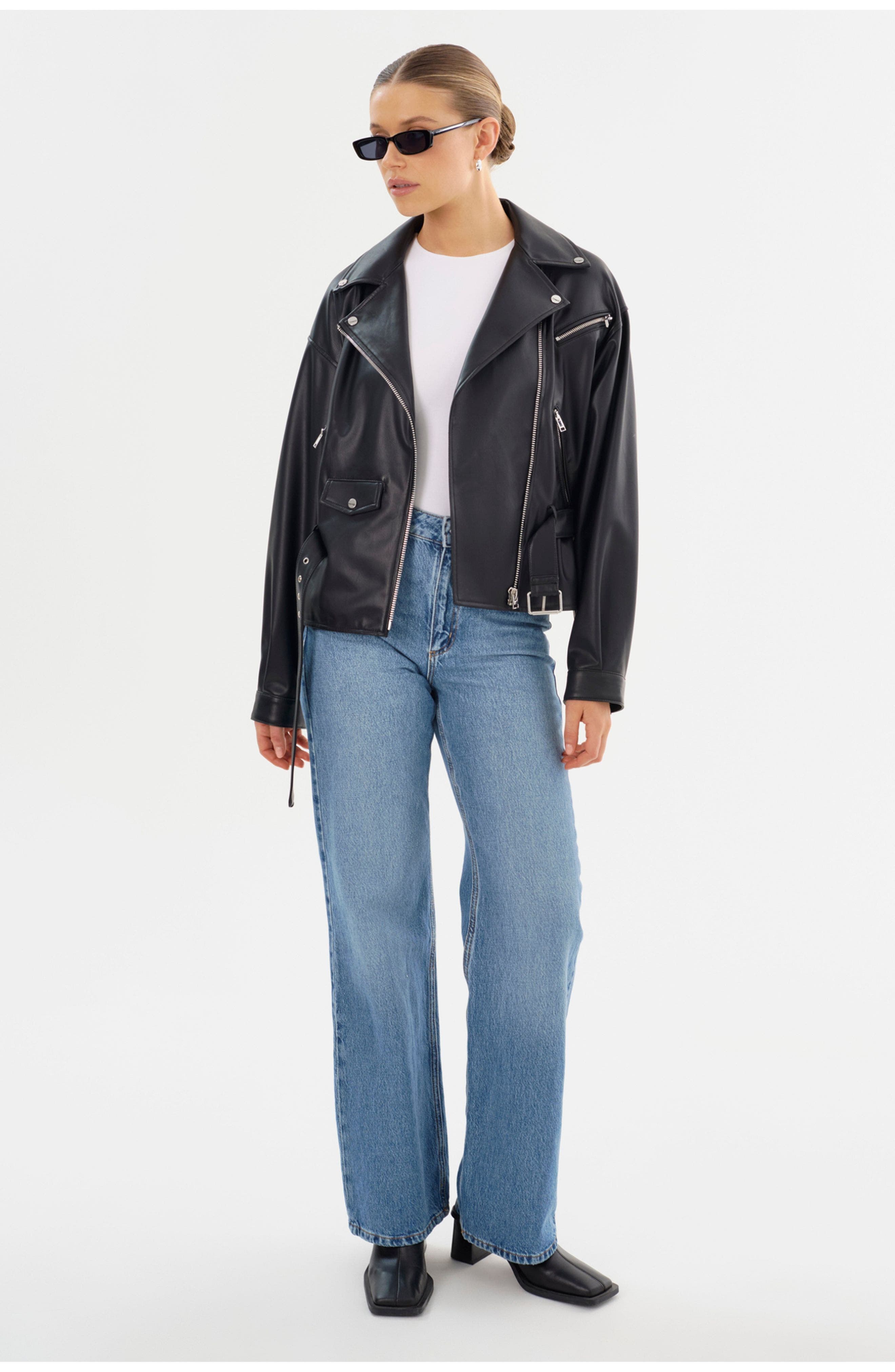 Shelia | Faux Leather Biker Jacket - image 2