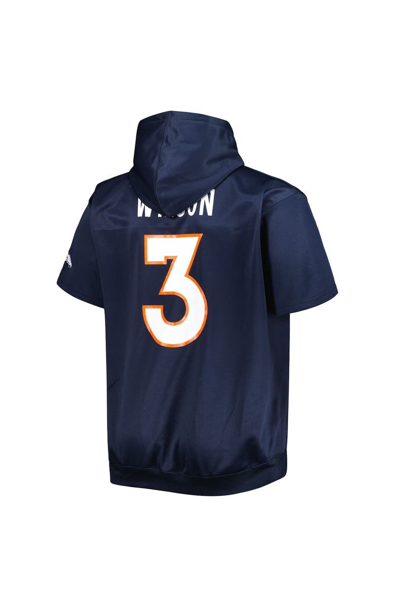 PROFILE Men's Russell Wilson Navy Denver Broncos Big & Tall Short Sleeve Pullover Hoodie, Alternate, color, 