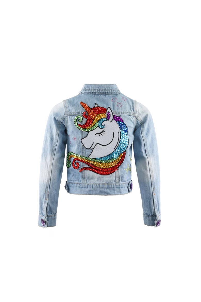 Unicorn Queen Denim Jacket, Alternate, color, Light Blue