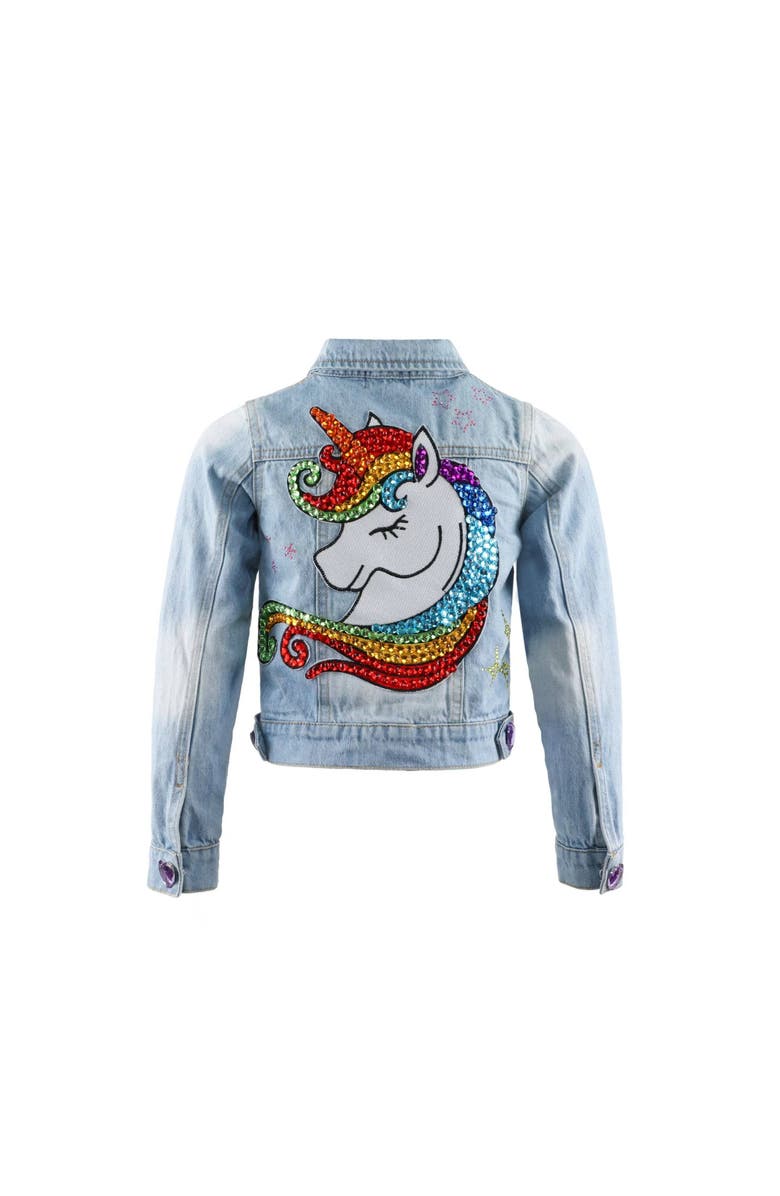 Lola + The Boys Unicorn Queen Denim Jacket, Alternate, color, Light Blue