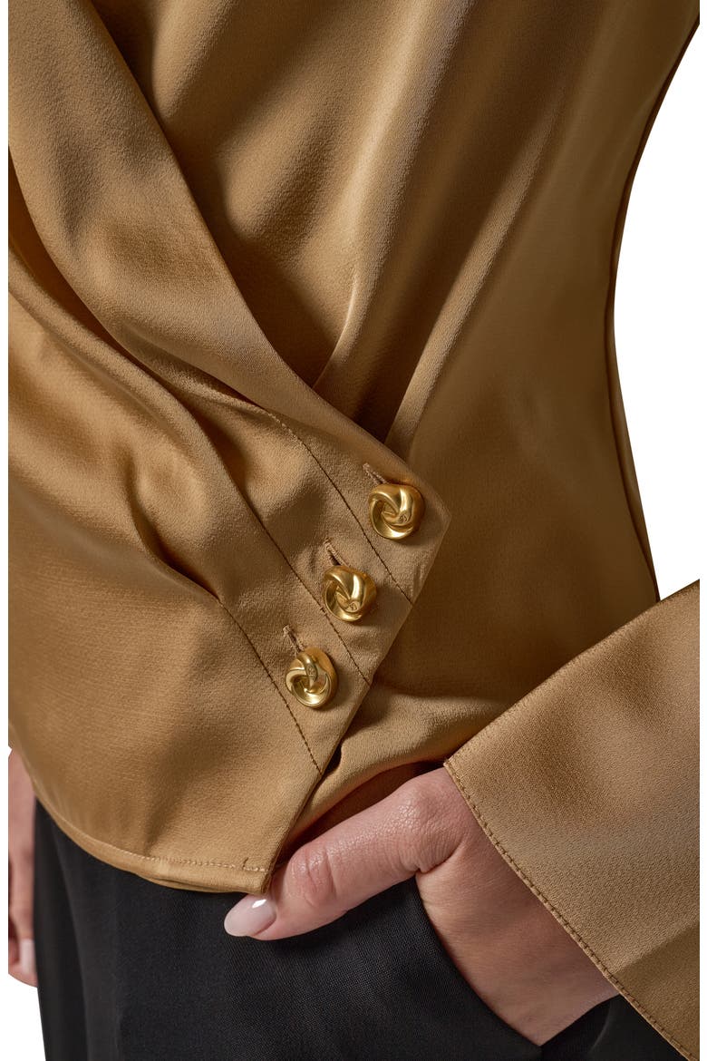 Faux Wrap Long Sleeve Top, Alternate, color, GOLD