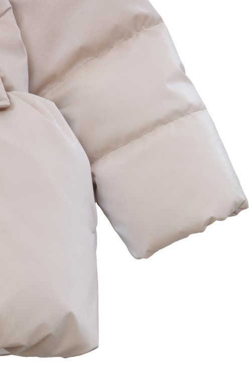 Rokka&rolla Kids' Luxe Bow Puffer Coat In Neutral