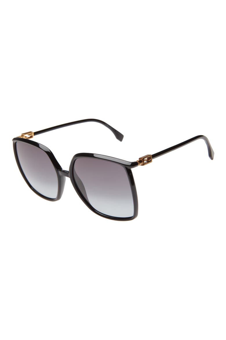 60mm Rectangle Sunglasses, Alternate, color, BLACK/ GRAY AZURE GRADIENT