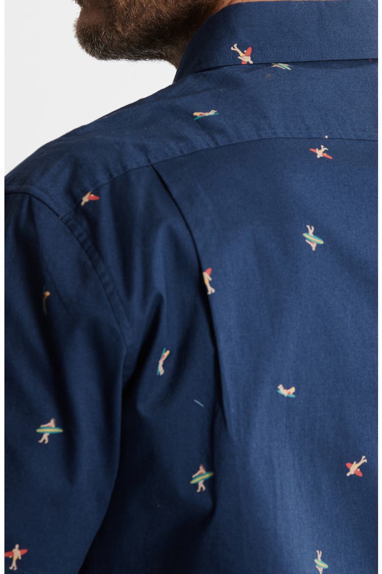Bay Stretch Oxford Short Sleeve Shirt, Alternate, color, NAVY SURFER PRINT