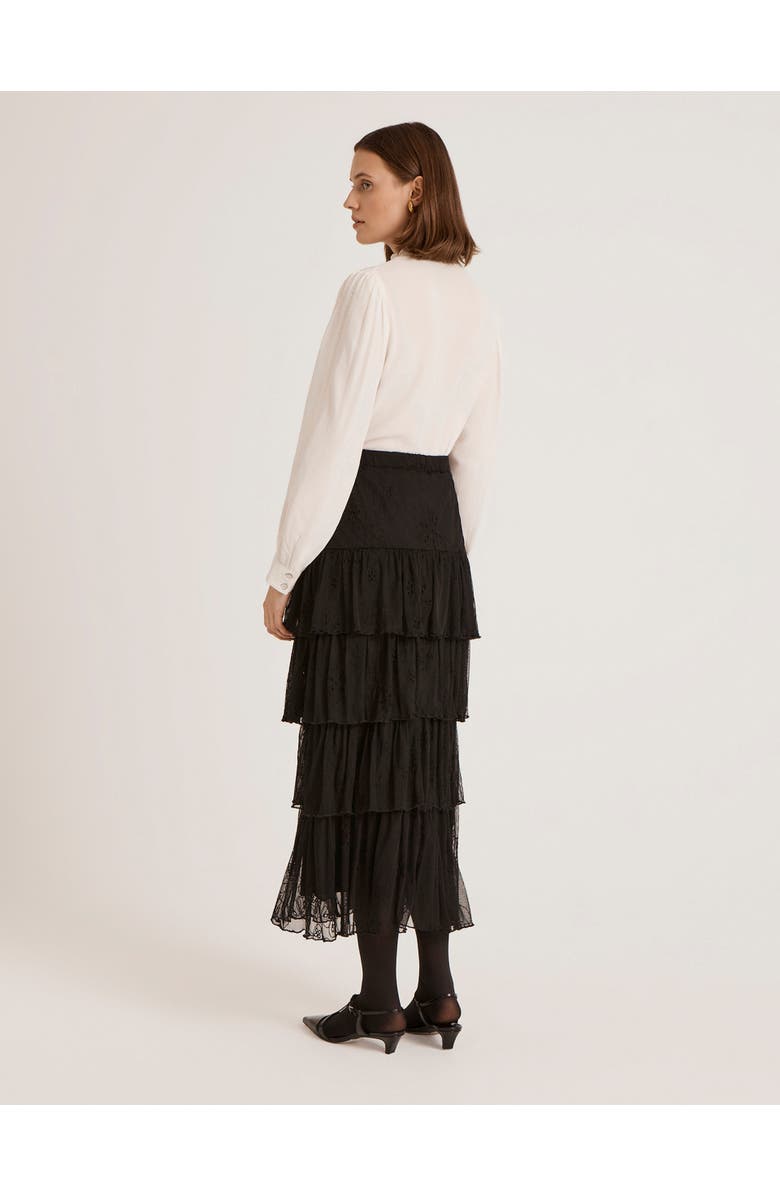 Finery London Elisa Mesh Midi Tiered Skirt, Alternate, color, Black