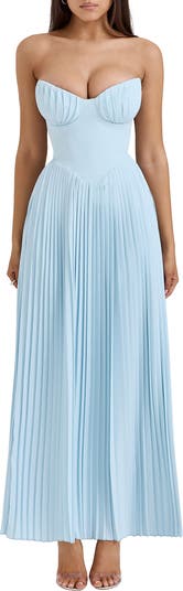 Marcella Strapless Pleated Georgette Gown
