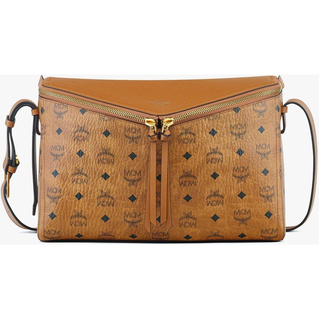 Shop Mcm Diamant 3d Shoulder Bag In Cognac
