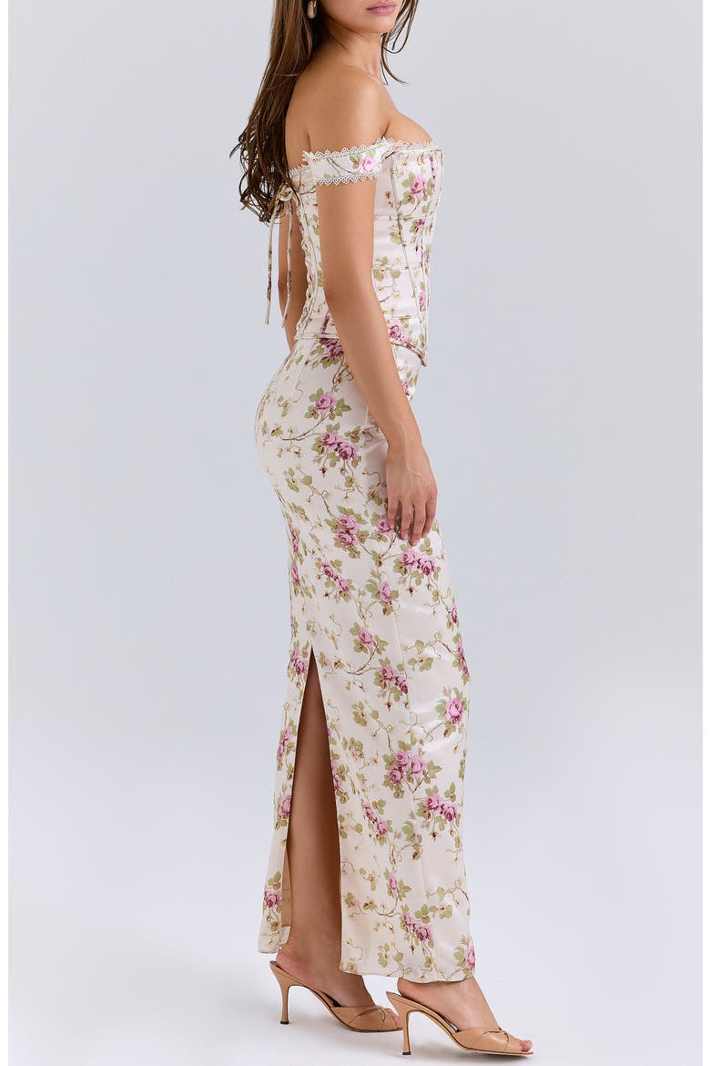 Isis Floral Corset Bodice Gown, Alternate, color, WHITE FLORAL PRINT