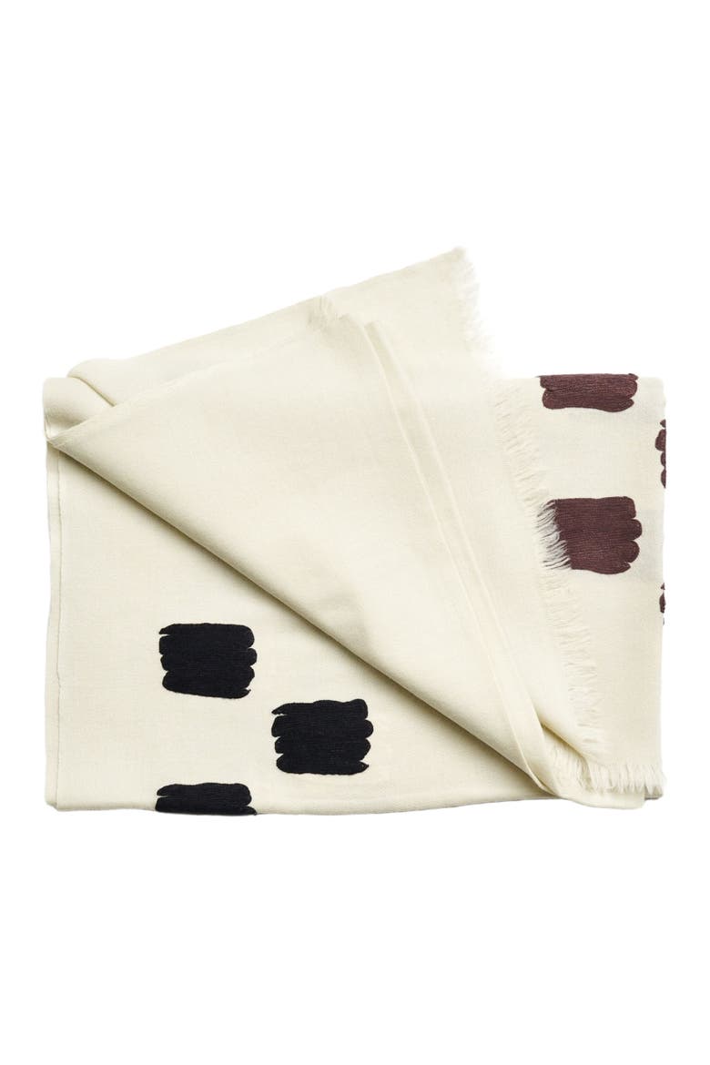 Dahlia Hand Embroidered Hand Woven Scarf, Main, color, Off White