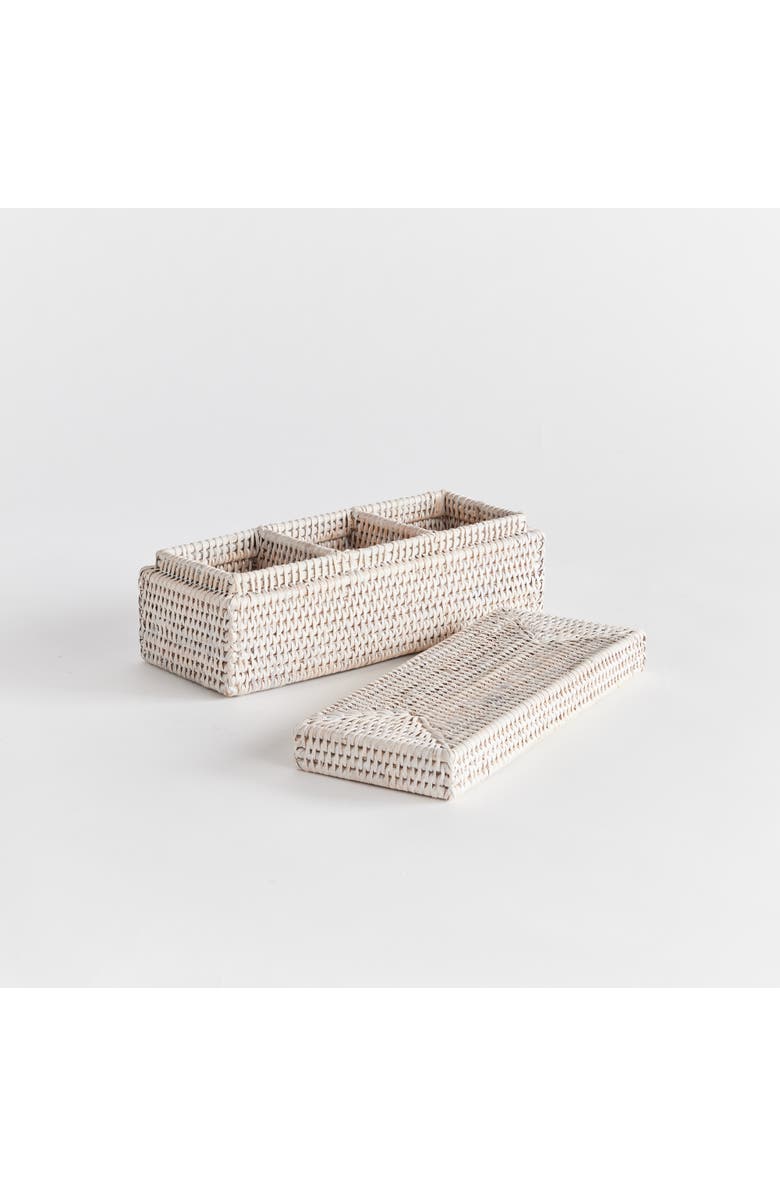 Napa Home & Garden Burma Rattan 3-Compartment Lidded Box, Alternate, color, White